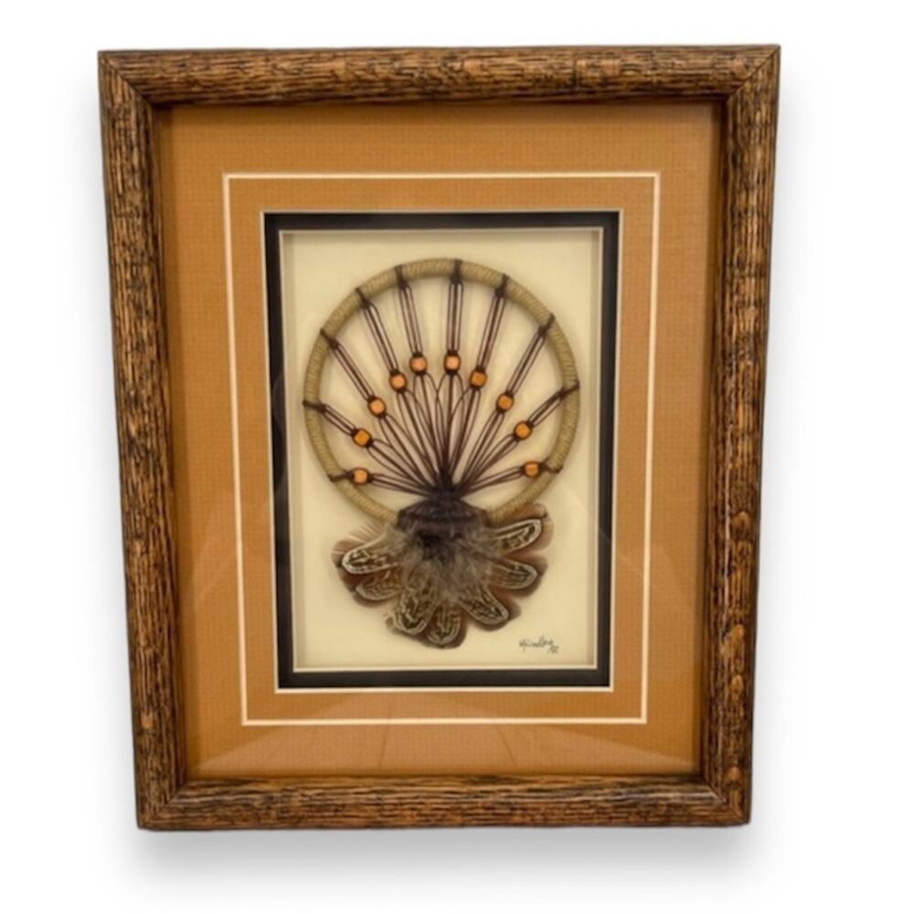 Wes and Judy Lindberg Fiber Abstracts matted framed dreamcatcher shadow box